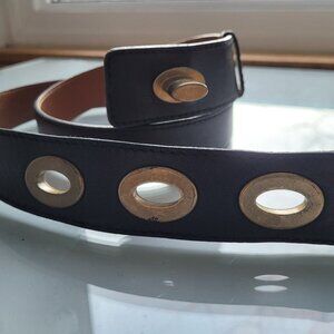 Miu Miu Black Leather Belt with Brass Accents Size M/L